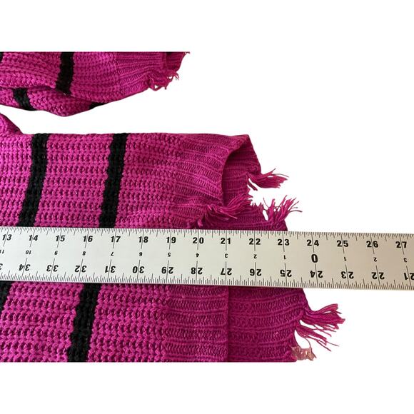 Womens 2X Black Pink Sweater Horizontal Striped Distressed Goth - Picture 6 of 11